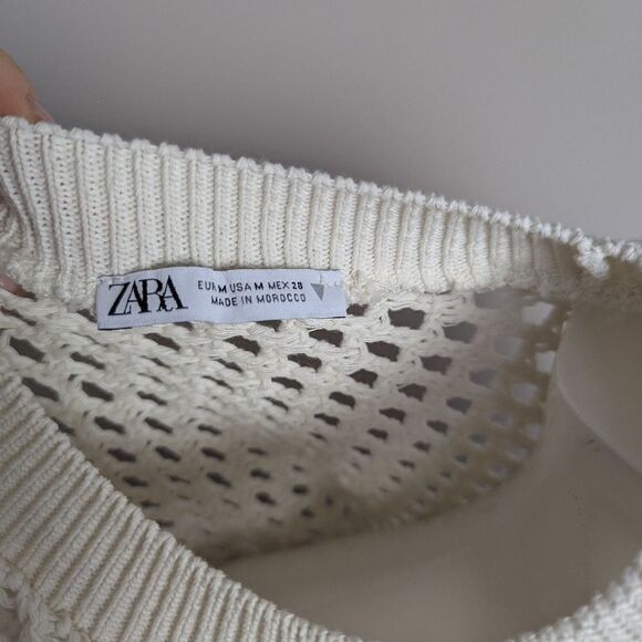 Zara Crochet cropped tank top side ties mesh see through size M - Picture 6 of 8